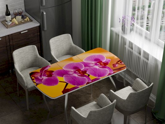 Стол кухонный раздвижной фотопечать Орхидея (Регион 058)